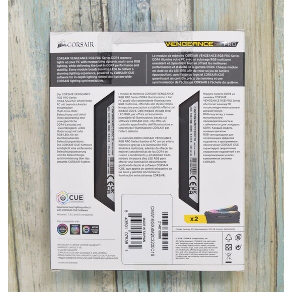 Corsair 3200 MHz RGB 16GB DDR4 SDRAM - Black CMW16GX4M2C3200C16 - Picture 3 of 7